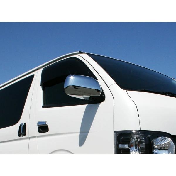 ハイエース 200系 S-GL メッキ ドアミラーカバー 左右セット 2P ミラー 鏡 レジアスエース H16〜 傷防止 保護 外装 | ハイエース | 03