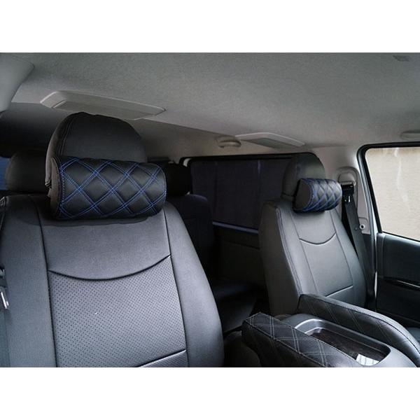 ハイエース レジアスエース 200系 S-GL ネックパッド 左右セット ブルーステッチ H16〜 ヘッドレスト 首サポート 旅行 レザー 低反発 | ハイエース | 04