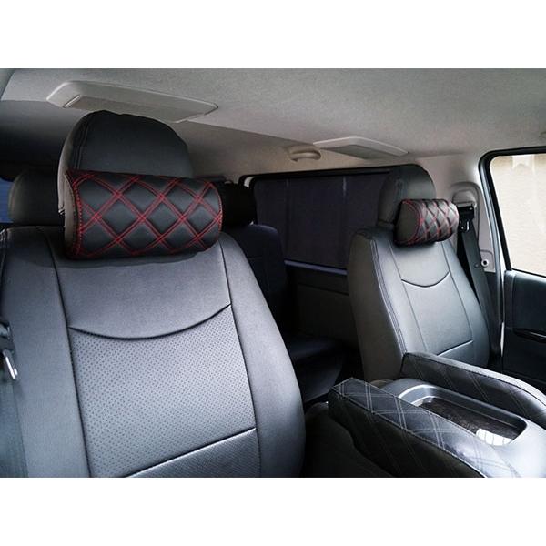 ハイエース レジアスエース 200系 S-GL ネックパッド 左右セット レッドステッチ H16〜 ヘッドレスト 首サポート 旅行 レザー 低反発 | ハイエース | 04