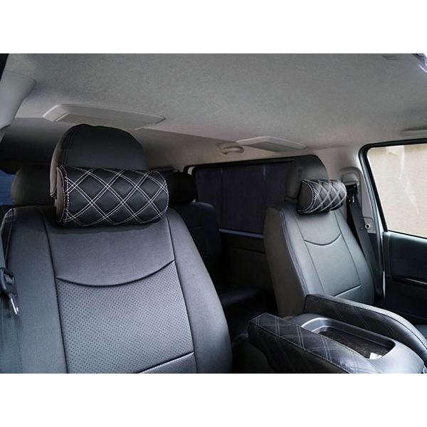 ハイエース レジアスエース 200系 S-GL ネックパッド 左右セット ホワイトステッチ H16〜 ヘッドレスト 首サポート 旅行 レザー 低反発 | ハイエース | 04