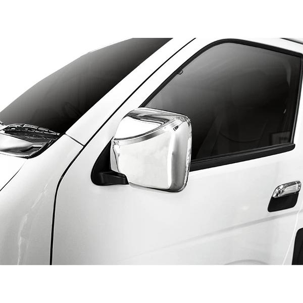 ハイエース 200系 DX メッキドアミラーカバー 左右セット 2P 貼り付けタイプ H16〜 ミラー 傷防止 保護 外装 カスタム | ハイエース | 02
