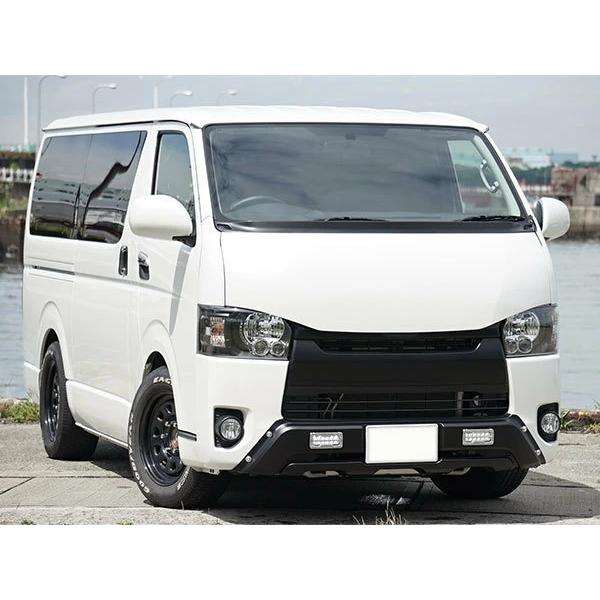 ハイエース 200系 4型 5型 6型 7型 ワイドボディ LEDデイライト付き フロントバンパーガード H25.12〜 カスタム 外装 | ハイエース | 03