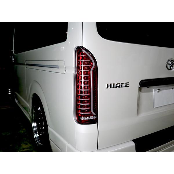 ハイエース 200系 オープニングモーション シーケンシャルウインカー機能付き ファイバー LED テールランプ | ハイエース | 08