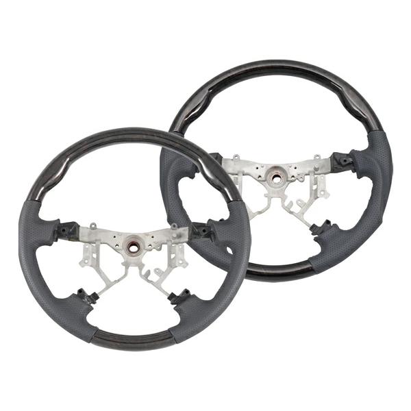 ハイエース レジアスエース 200系 1型 2型 3型 ステアリング ハンドル ダークプライム 黒木目マホガニー調 単品 交換 パンチングレザー | ハイエース | 01