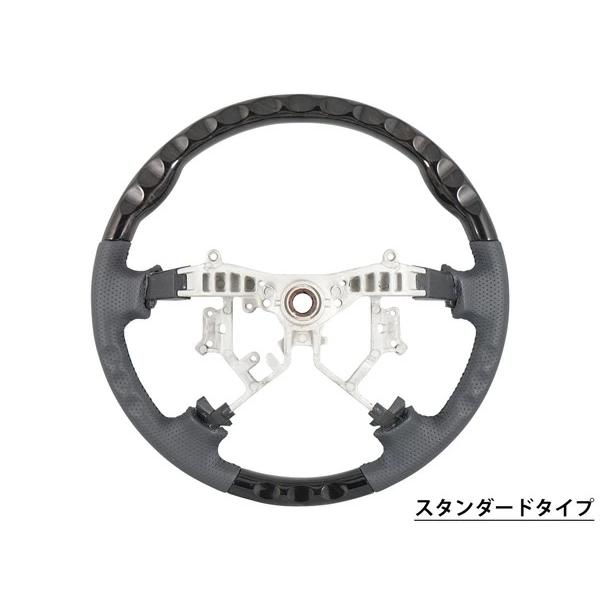 ハイエース レジアスエース 200系 1型 2型 3型 ステアリング ハンドル ダークプライム 黒木目マホガニー調 単品 交換 パンチングレザー | ハイエース | 03