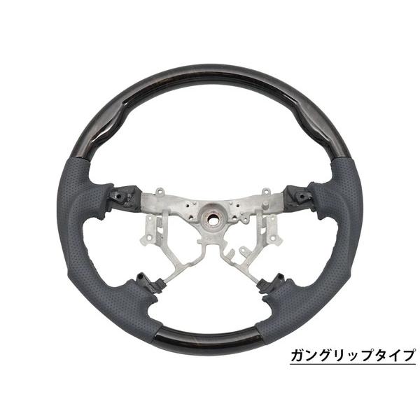 ハイエース レジアスエース 200系 1型 2型 3型 ステアリング ハンドル ダークプライム 黒木目マホガニー調 単品 交換 パンチングレザー | ハイエース | 06