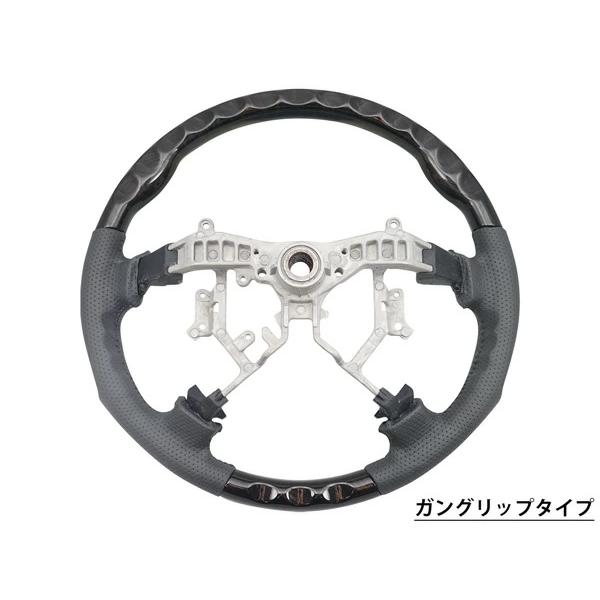 ハイエース レジアスエース 200系 1型 2型 3型 ステアリング ハンドル ダークプライム 黒木目マホガニー調 単品 交換 パンチングレザー | ハイエース | 08