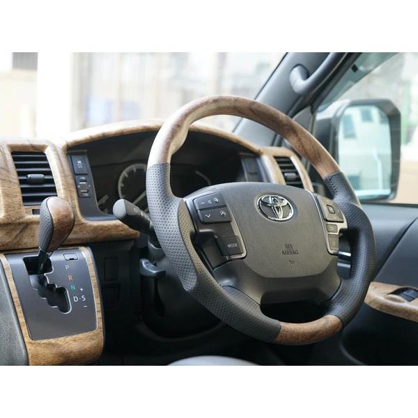 ハイエース 200系 ハンドル ステアリング ガングリップ シフトノブ 4型 5型 6型 7型 ナチュラルウッド調 木目調 内装 | ハイエース | 10