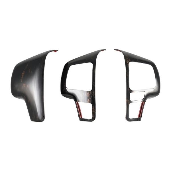 ハイエース 200系 ステアリング スイッチ パネル 6型 7型 ダークプライム2 黒木目マホガニー調 3P 現行 カバー ハンドル | ハイエース | 01