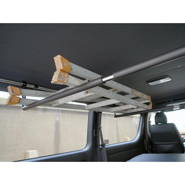 ハイエース 200系 標準ボディ S-GL 専用 車内キャリア サイドバー パット付きスライドバー 2本 セット 収納 室内 ハンガー | ハイエース | 04