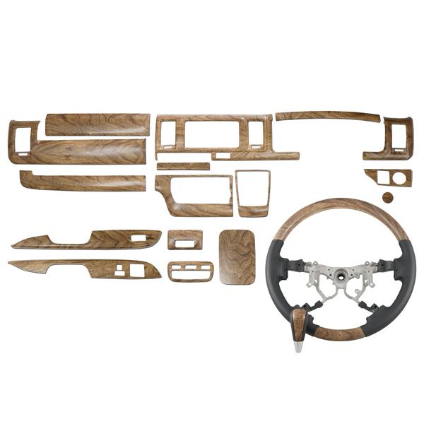 ハイエース 200系 4型 5型 6型 7型 標準ボディ用 インテリアパネル16P スタンダード ステアリング シフトノブ セット ナチュラルウッド調 | ハイエース | 01