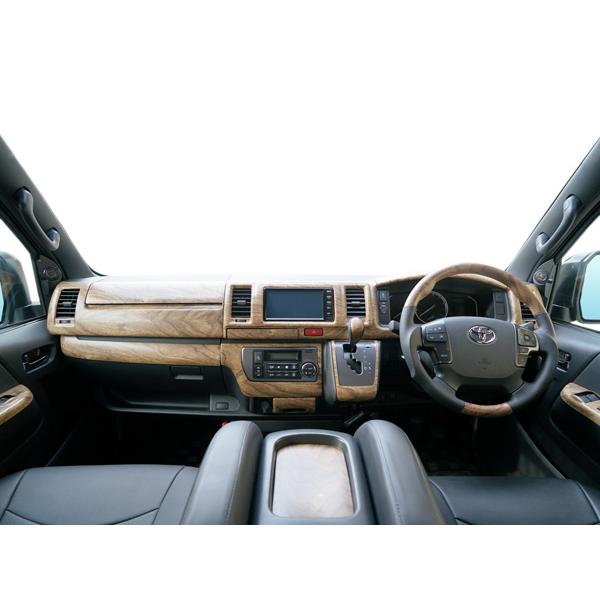 ハイエース 200系 4型 5型 6型 7型 標準ボディ用 インテリアパネル16P ガングリップ ステアリング シフトノブ セット ナチュラルウッド調 | ハイエース | 10