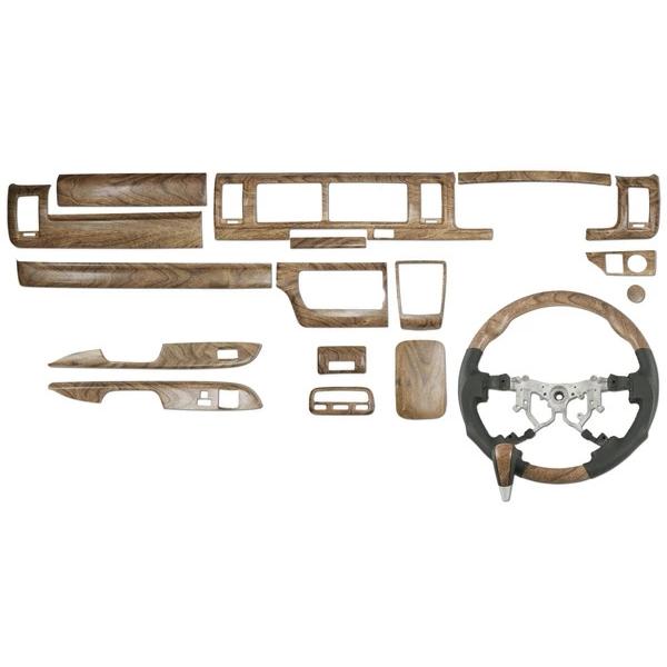 ハイエース 200系 4型 5型 6型 7型 ワイドボディ用 インテリアパネル16P ガングリップ ステアリング シフトノブ セット ナチュラルウッド調 | ハイエース | 01