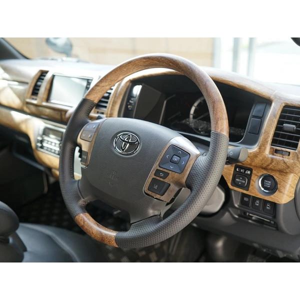 ハイエース 200系 6型 7型 ナチュラルウッド調 ステアリングスイッチパネル 3P 現行 カバー ハンドル インパネ 標準 ワイド |  | 04