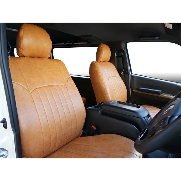 200系 ハイエース S-GL ヴィンテージ ブラウン レザー シートカバー フロント セカンド PVC リア 1台分 標準 ワイド 内装 | ハイエース | 03