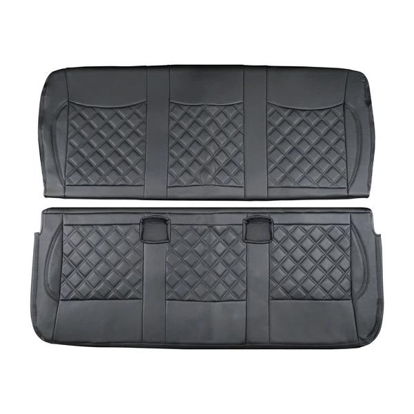 ハイエース シートカバー DX 200系 ブラックステッチ セカンド用 平成28年6月以降 後部座席 レザー ダイヤカット キルティング | ハイエース | 05