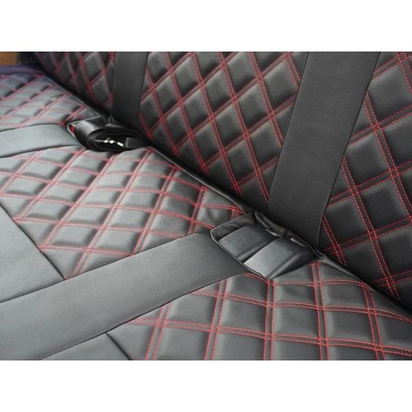 ハイエース シートカバー DX 200系 レッドステッチ セカンド用 平成28年6月以降 後部座席 レザー ダイヤカット キルティング | ハイエース | 04