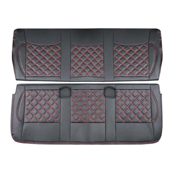 ハイエース シートカバー DX 200系 レッドステッチ セカンド用 平成28年6月以降 後部座席 レザー ダイヤカット キルティング | ハイエース | 05