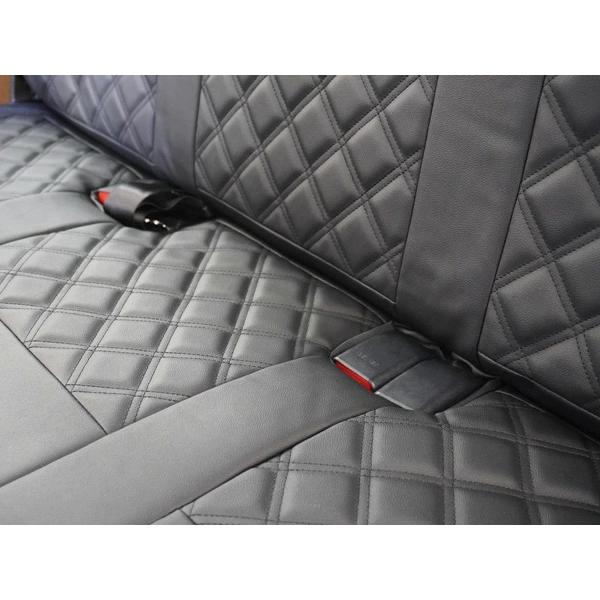 ハイエース シートカバー DX 200系 ブラックステッチ 9人乗り用 3列セット 平成28年6月以降 レザー キルティング ダイヤカット | ハイエース | 06