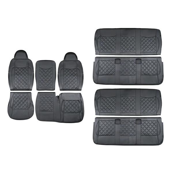 ハイエース シートカバー DX 200系 ブラックステッチ 9人乗り用 3列セット 平成28年6月以降 レザー キルティング ダイヤカット | ハイエース | 07