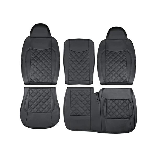 ハイエース シートカバー DX 200系 ブラックステッチ 9人乗り用 3列セット 平成28年6月以降 レザー キルティング ダイヤカット | ハイエース | 08