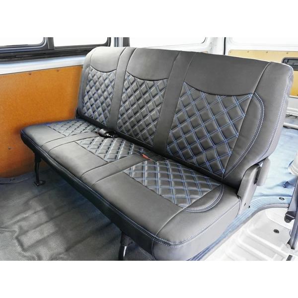 ハイエース シートカバー DX 200系 ブルーステッチ 9人乗り用 3列セット 平成28年6月以降 レザー キルティング ダイヤカット | ハイエース | 04