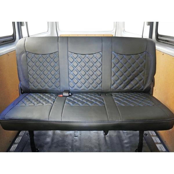 ハイエース シートカバー DX 200系 ブルーステッチ 9人乗り用 3列セット 平成28年6月以降 レザー キルティング ダイヤカット | ハイエース | 05