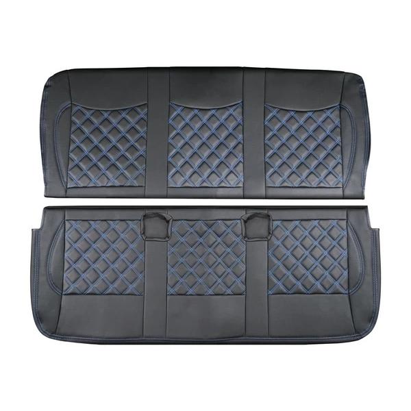 ハイエース シートカバー DX 200系 ブルーステッチ 9人乗り用 3列セット 平成28年6月以降 レザー キルティング ダイヤカット | ハイエース | 09