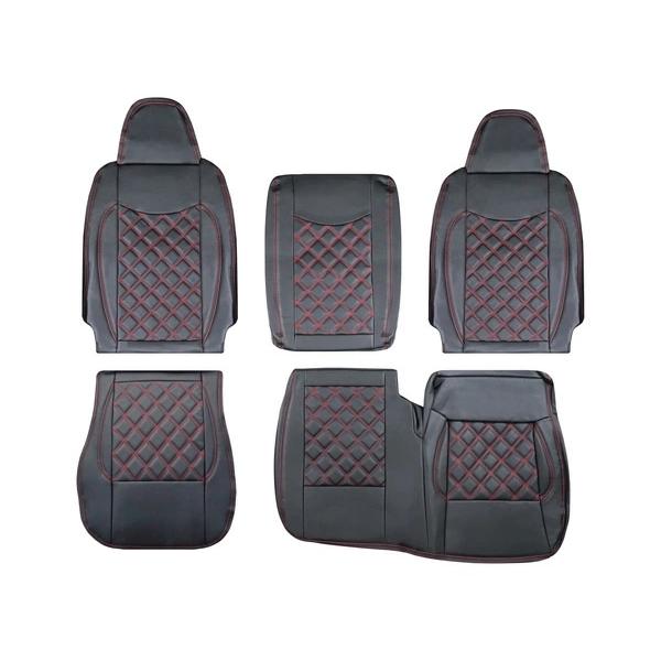 ハイエース シートカバー DX 200系 レッドステッチ 9人乗り用 3列セット 平成28年6月以降 レザー キルティング ダイヤカット | ハイエース | 08