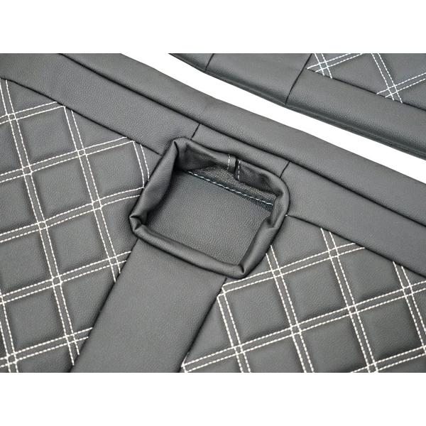 ハイエース シートカバー DX 200系 ホワイトステッチ 9人乗り用 3列セット 平成28年6月以降 レザー キルティング ダイヤカット | ハイエース | 10