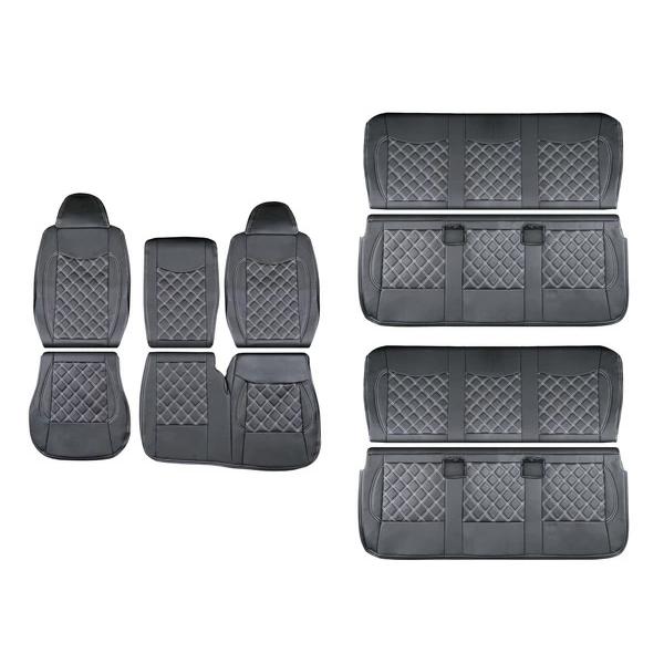 ハイエース シートカバー DX 200系 ホワイトステッチ 9人乗り用 3列セット 平成28年6月以降 レザー キルティング ダイヤカット | ハイエース | 07