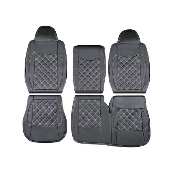 ハイエース シートカバー DX 200系 ホワイトステッチ 9人乗り用 3列セット 平成28年6月以降 レザー キルティング ダイヤカット | ハイエース | 08