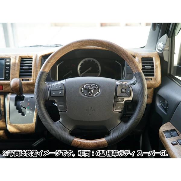 200系 ハイエース 1型 2型 3型 ナチュラルウッド調 スタンダードタイプ ステアリング シフトノブ セット 木目調  パンチングレザー | ハイエース | 07