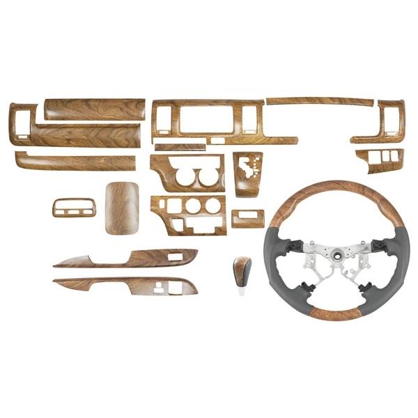 ハイエース 200系 1型 2型 3型 標準ボディ用 ナチュラルウッド調 インテリアパネル16P ガングリップステアリング シフトノブ セット | ハイエース | 01