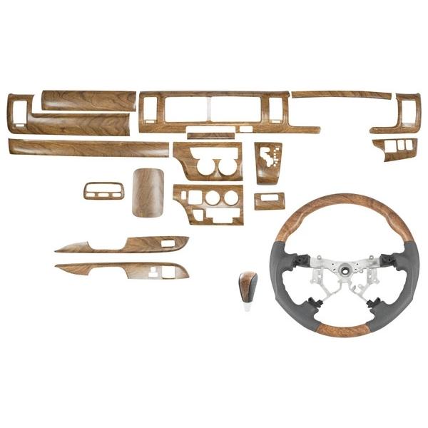 ハイエース 200系 1型 2型 3型 ワイドボディ用 ナチュラルウッド調 インテリアパネル16P ガングリップステアリング シフトノブ セット | ハイエース | 01
