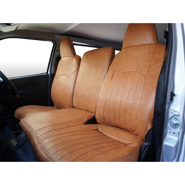 ハイエース シートカバー DX 200系 ヴィンテージ ブラウン フロント セカンド 運転席 助手席 後部座席 レザー 平成28年6月以降〜 | ハイエース | 05