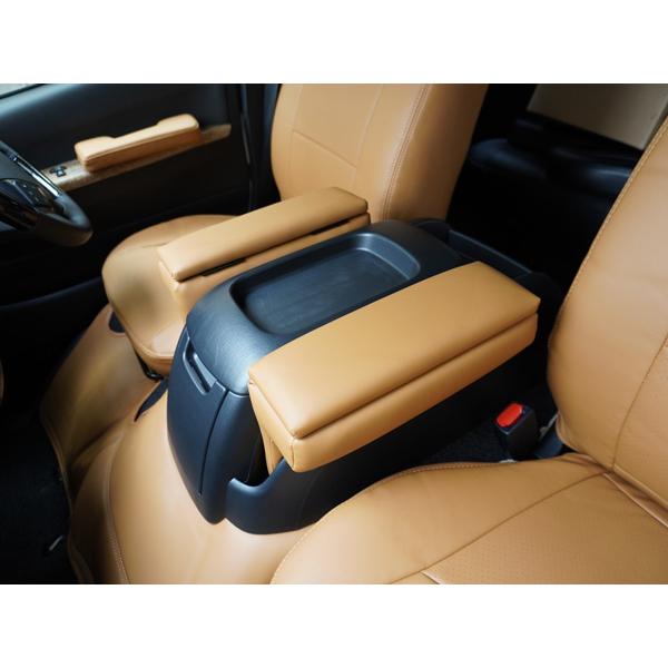 ハイエース 200系  S-GL用 アームレスト コンソール付き 開閉式 キャメル レザー 小物入れ 収納 左右セット 2個 センター | ハイエース | 06