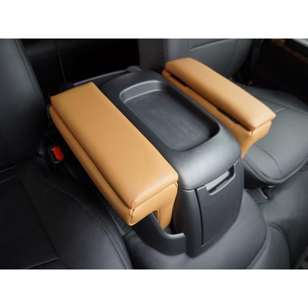 ハイエース 200系  S-GL用 アームレスト コンソール付き 開閉式 キャメル レザー 小物入れ 収納 左右セット 2個 センター | ハイエース | 09