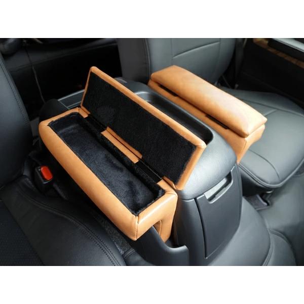 200系 ハイエース アームレスト S-GL用 コンソール付き 開閉式 ヴィンテージ ブラウン レザー 小物入れ 収納 左右セット 2個 センター | ハイエース | 10