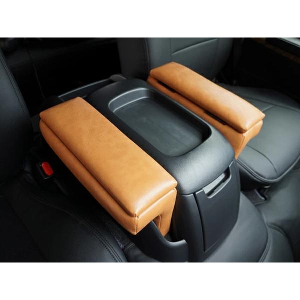 200系 ハイエース アームレスト S-GL用 コンソール付き 開閉式 ヴィンテージ ブラウン レザー 小物入れ 収納 左右セット 2個 センター | ハイエース | 09