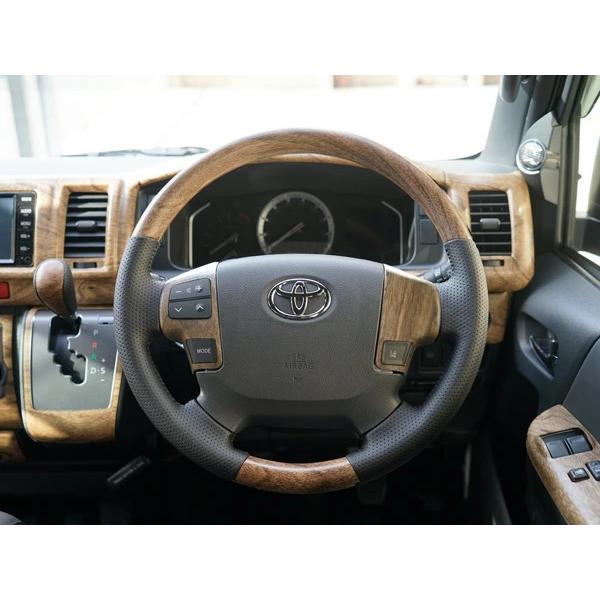 ハイエース 200系 4型 5型 ステアリングスイッチパネル 4P ナチュラルウッド調 現行 カバー ハンドル インパネ 標準 ワイド | ハイエース | 05