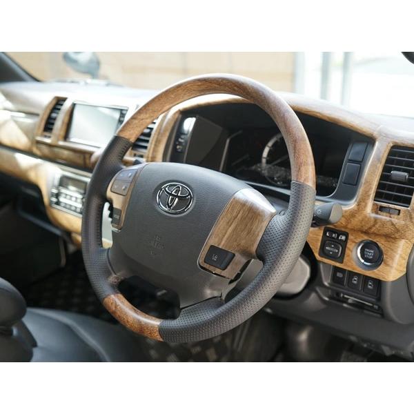 ハイエース 200系 4型 5型 ステアリングスイッチパネル 4P ナチュラルウッド調 現行 カバー ハンドル インパネ 標準 ワイド | ハイエース | 06