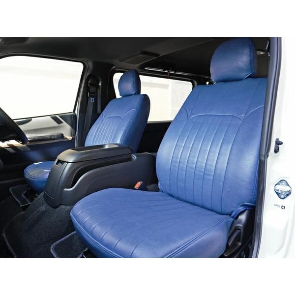 200系 ハイエース S-GL シートカバー フロント/セカンド セット ヴィンテージ ブルー レザー 1型 2型 3型 4型 5型 6型 7型 8型 | ハイエース | 03
