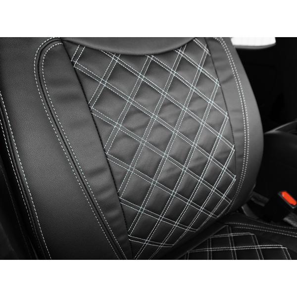 200系 ハイエース S-GL シートカバー クールホワイトステッチ ダイヤカットデザイン | ハイエース | 05