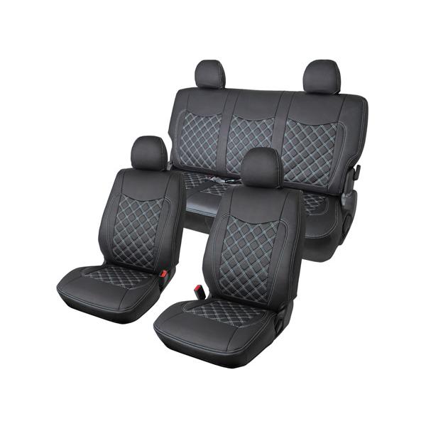 200系 ハイエース S-GL シートカバー クールホワイトステッチ ダイヤカットデザイン | ハイエース | 06