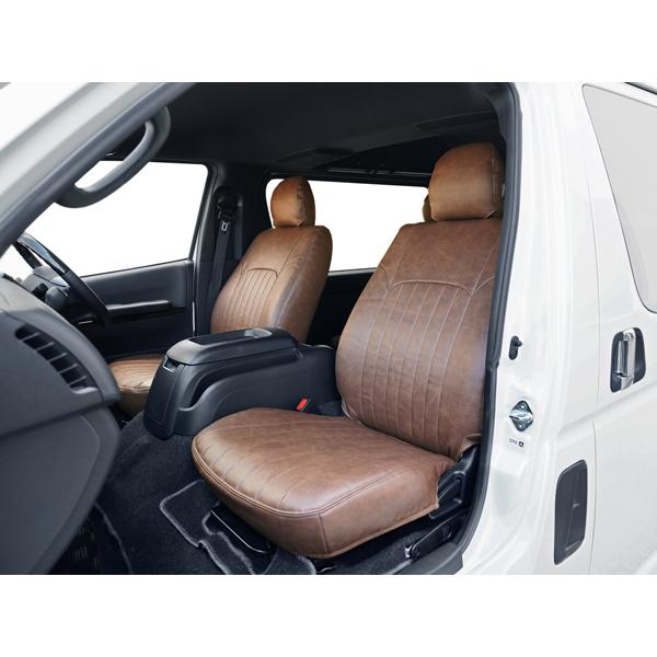 ハイエース 200系 スーパーGL S-GL 専用 1型〜8型対応 レザーシートカバー フロント / セカンド用 (ヴィンテージ ダークブラウン) | ハイエース | 02