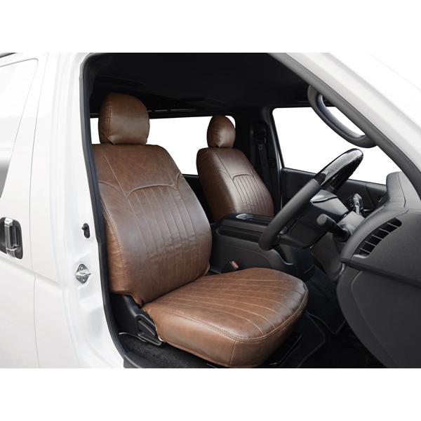 ハイエース 200系 スーパーGL S-GL 専用 1型〜8型対応 レザーシートカバー フロント / セカンド用 (ヴィンテージ ダークブラウン) | ハイエース | 03
