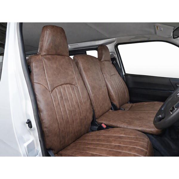 ハイエース 200系 DX / DX GLパッケージ 専用 レザーシートカバー 9人乗り用 3列セット 平成28年6月以降 (ヴィンテージダークブラウン) | ハイエース | 06