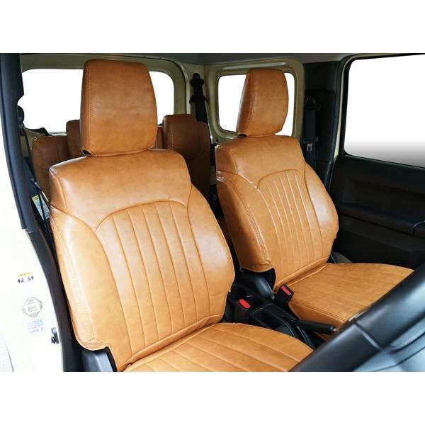 ジムニー JB64W ジムニーシエラ JB74W ヴィンテージ ブラウン レザー シートカバー フロント リア PVCレザー 難燃性 | ジムニー | 07