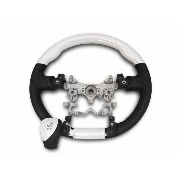 プリウス ZVW 30系 ステアリング ハンドル ガングリップ シフトノブ セット 綾織ホワイトカーボン調 H21.5〜H27.12 前期 後期 | プリウス | 01